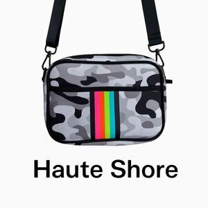 Haute Shore Crossbody Bag Camo with Rainbow Stripe